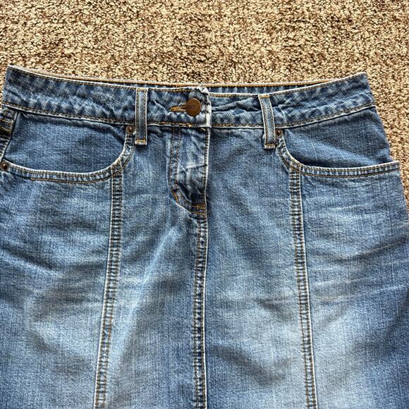 LAUNDRY by Shelli Segal Low Rise Denim Tulip knee length skirt size 4 Y2K - Picture 2 of 5
